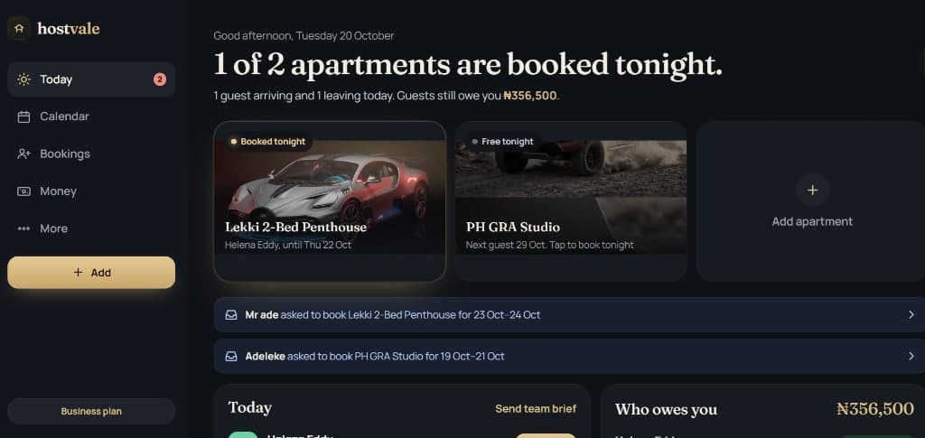 Hostvale interface showcase